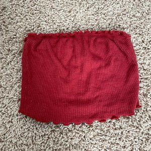 Red ruffle edge tube top